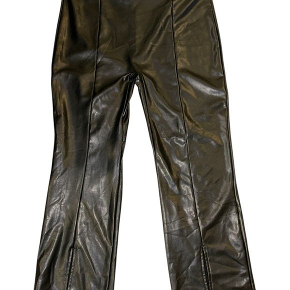Abercrombie & Fitch Vegan Leather Split Hem Flare Leggings Black Size XXL - Picture 2 of 5
